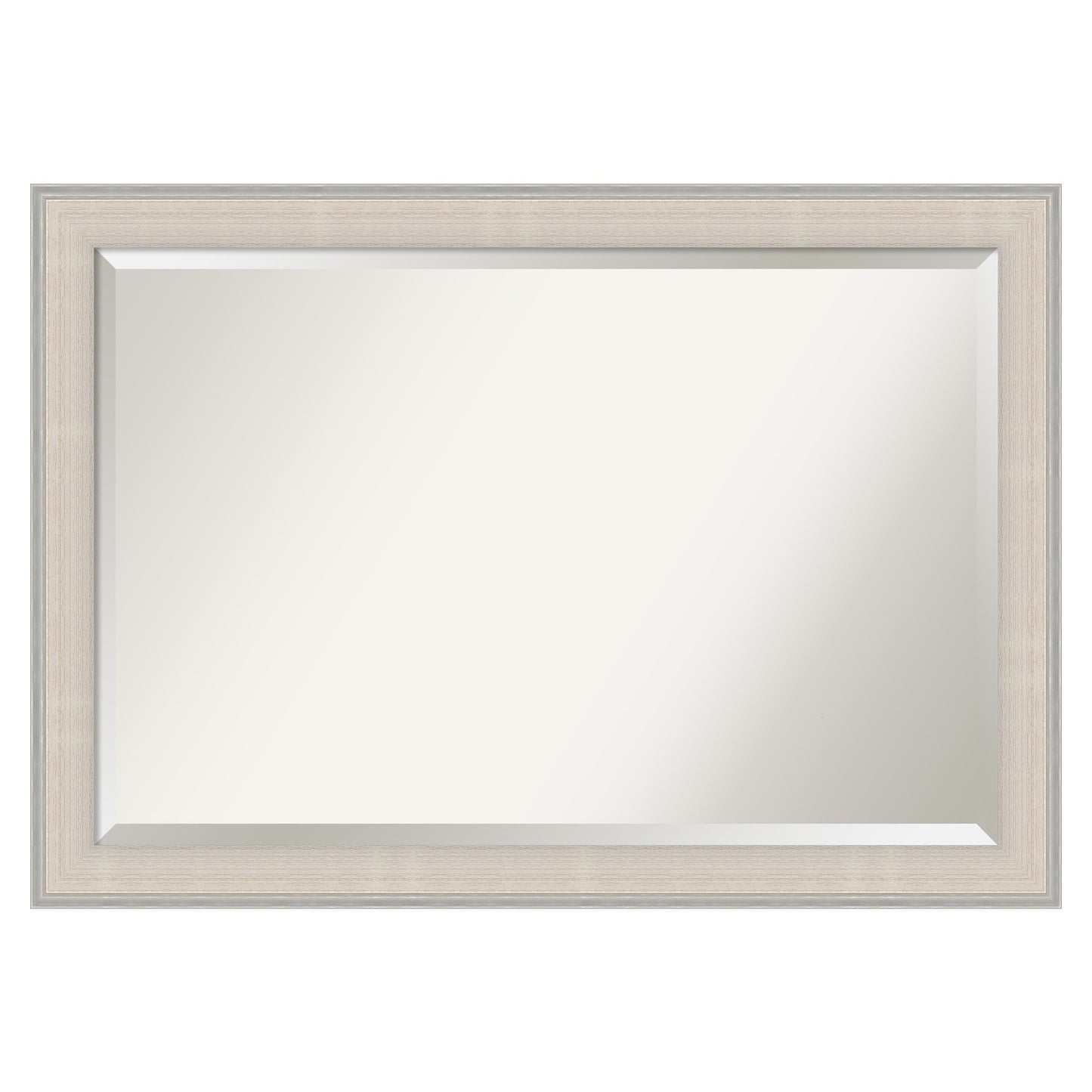 Amanti Art Cottage White Silver Frame 40.5-Inches W x 28.5-Inches H Rectangle Cottage White Silver Framed Wall Mirror