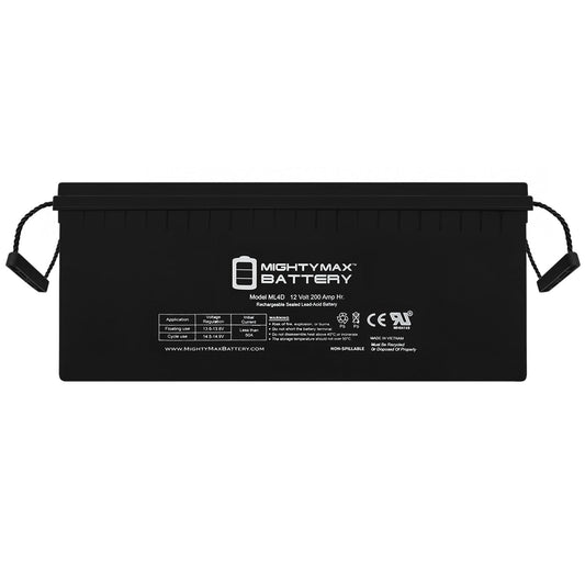 Mighty Max Battery 12V 200Ah 4D AGM for Vision 6FM200D-X Rechargeable Sealed lead acid 122000 Backup power Batteries