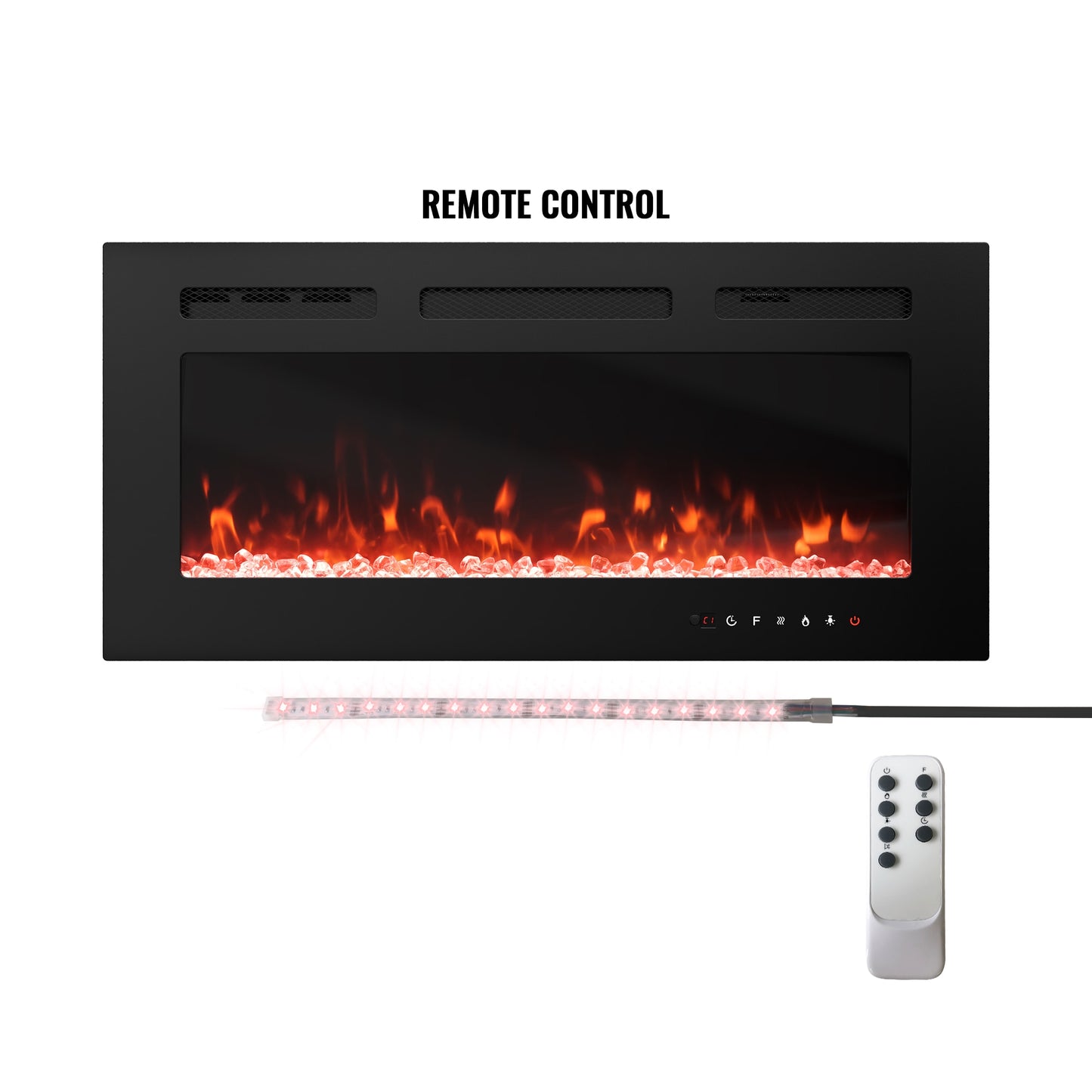 Clihome 36-in W Black Fan-forced Electric Fireplace CL-CYTVS07-WHI