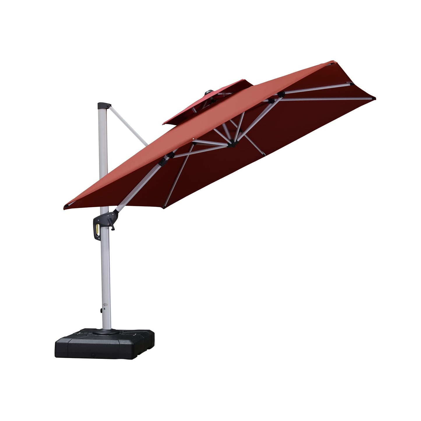 PURPLE LEAF 11-ft Aluminum Red Crank Cantilever Patio Umbrella