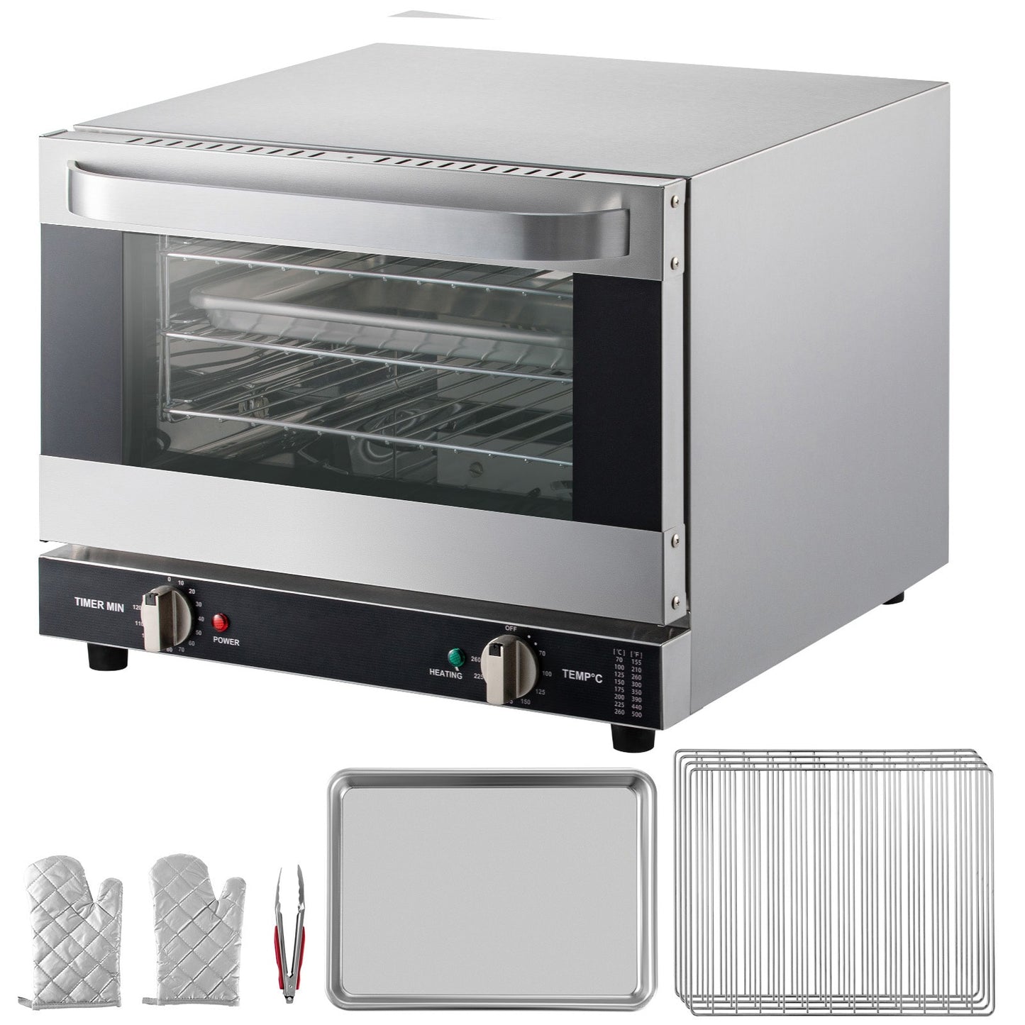 VEVOR 21L Commercial Convection Oven 24 inch Single Electric Wall Oven Single-fan and ( Stainless Steel + Tempered Glass )