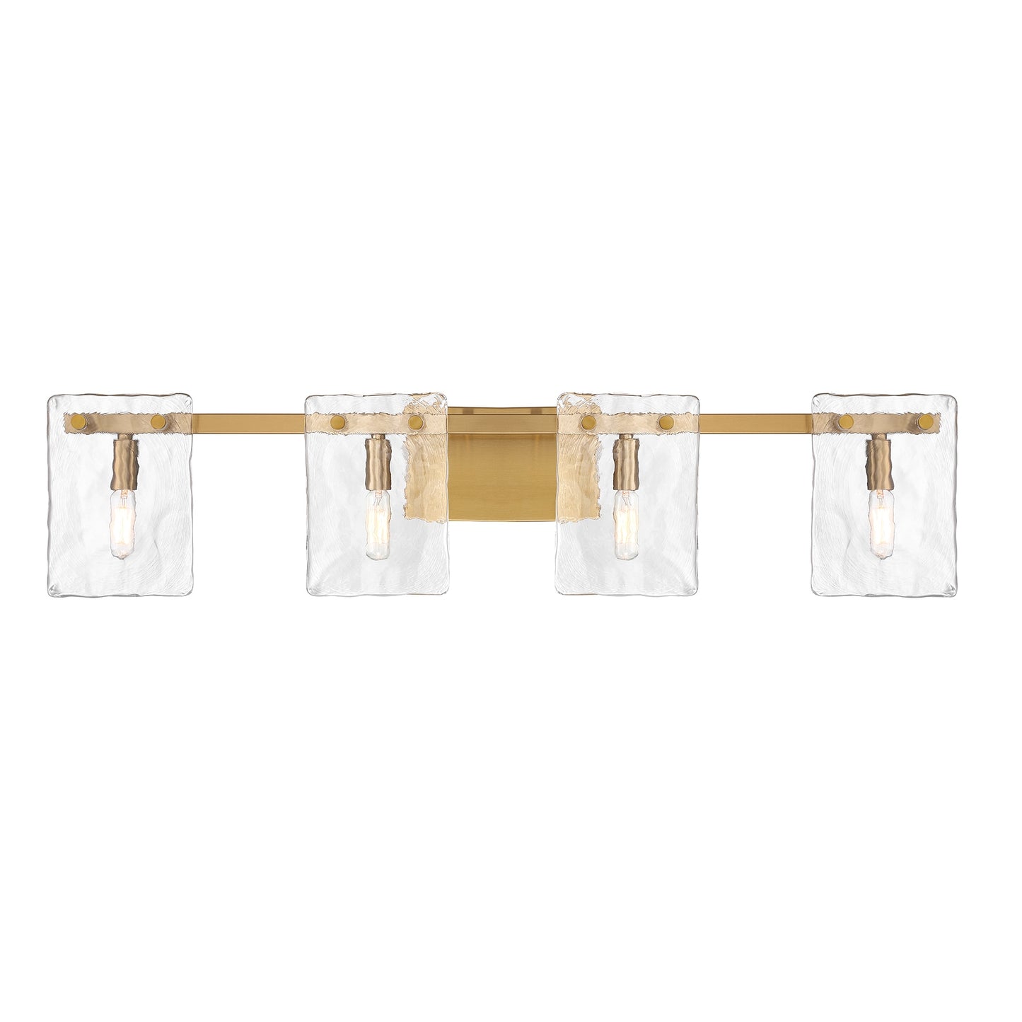 Savoy House Genry 4-Light Bathroom Vanity Light in Warm Brass 35-in 4 -Light Antique Brass Coastal Vanity light