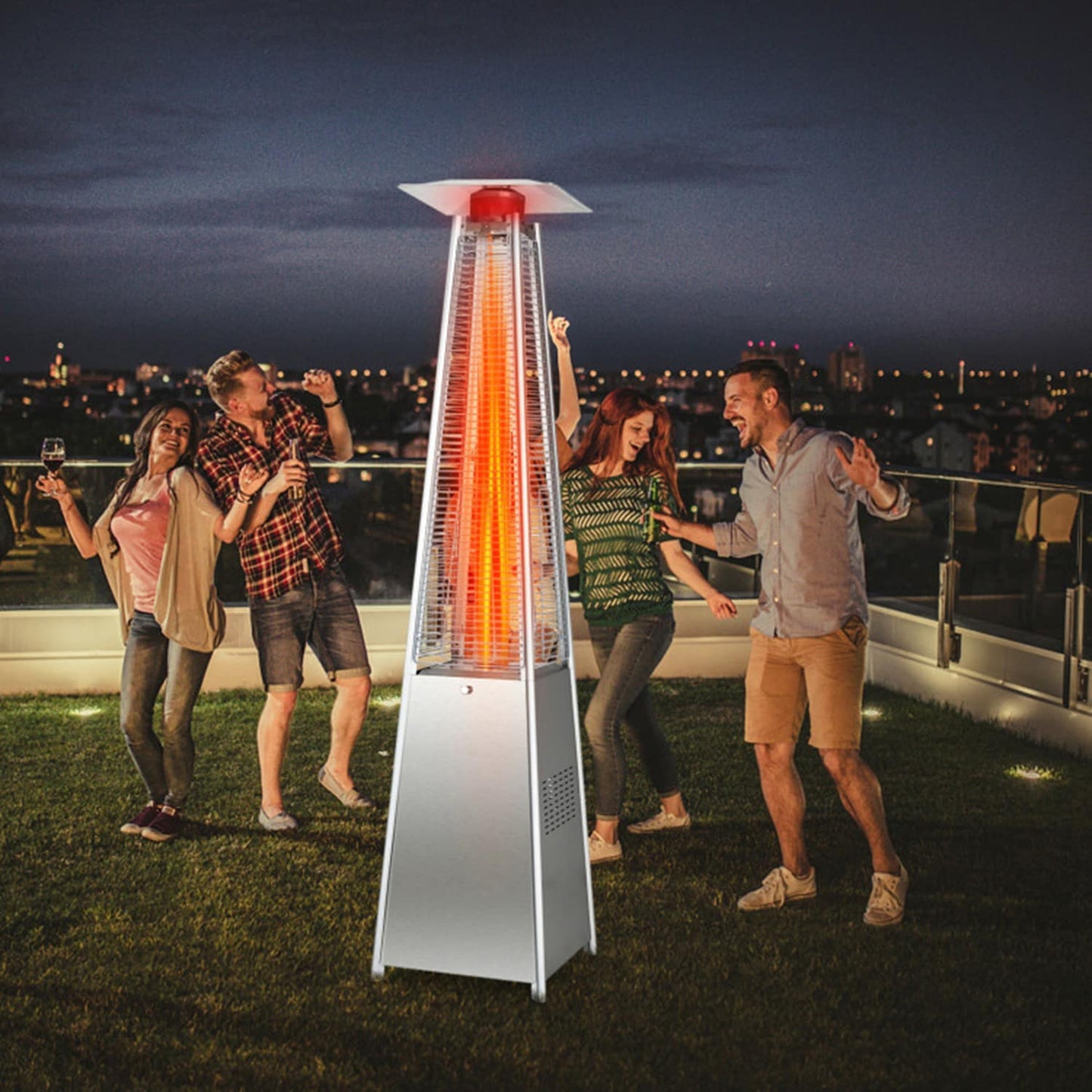 Mondawe 42000 -BTU Silver Stainless steel Floorstanding Liquid propane Patio Heater