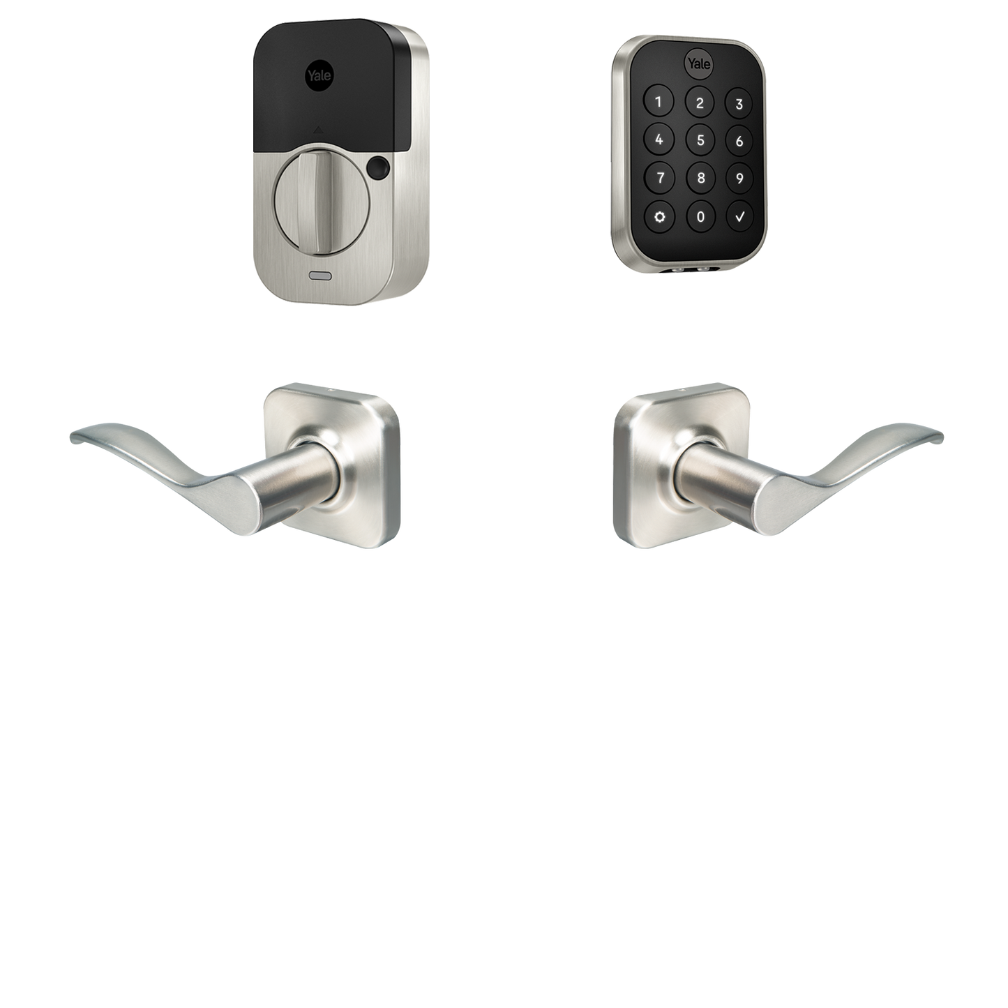 Yale Assure Lock 2 Norwood Bundle Satin Nickel Smart Lock Electronic Deadbolt and Handleset with Wifi Bluetooth Keypad B-YRD430-BLE-NW-619