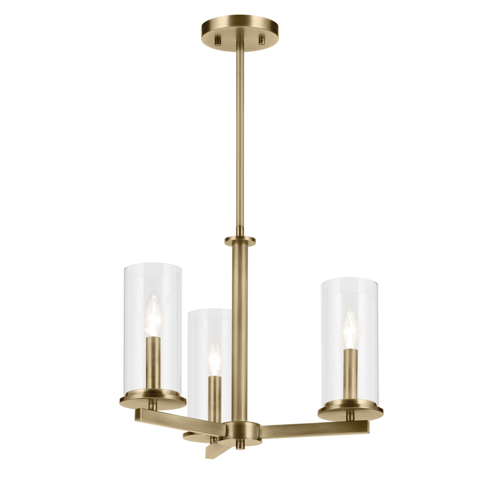 Kichler Crosby 3 -Light Gold Modern/contemporary For Use in Bedrooms, Dining Rooms, Foyers, Kitchens, Living Rooms Chandelier 6297516