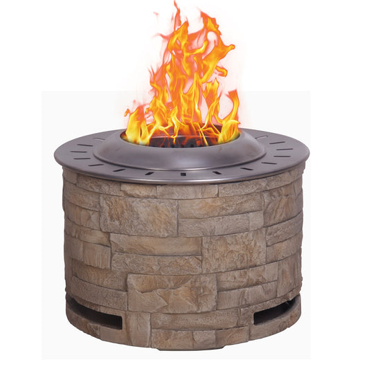 AHIOU HOME Adriana 20.5-in W Magnesium oxide Round Portable Wood-Burning Fire Pit