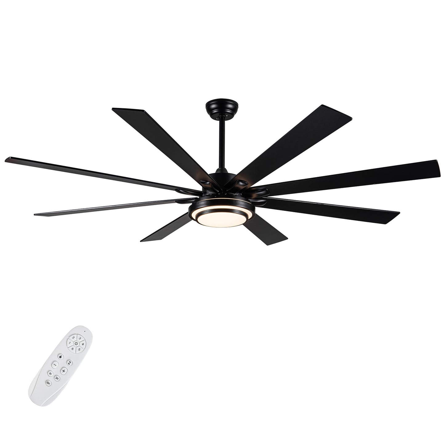 Bybafun 72-in Color-Changing Integrated LED Smart Black with Finished Blades Ceiling Fan With Light - Remote Included ( 8 -Blade )