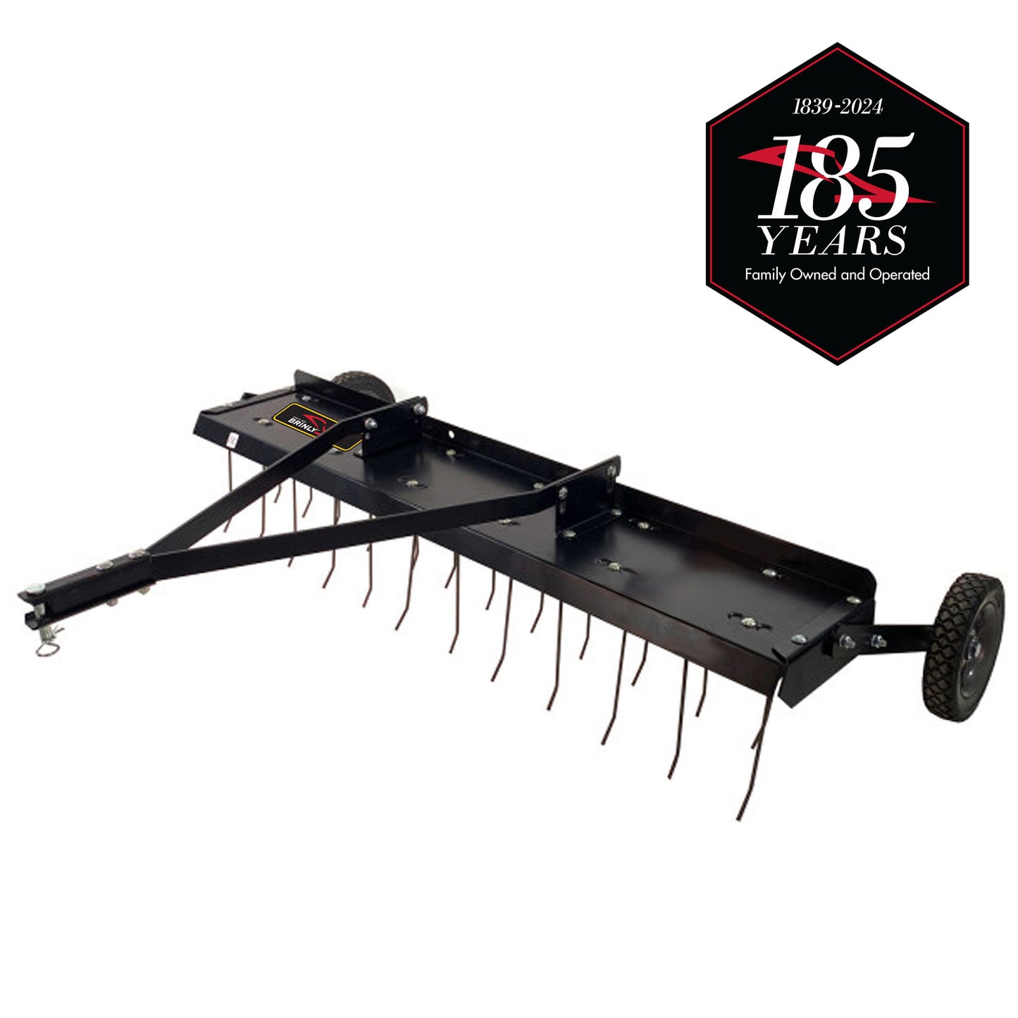 Brinly 48-Inch Tow-Behind Dethatcher with Replaceable Tines, Adjustable Depth, and Pneumatic Wheels - Ideal for Large Yards - 30 lbs. DT-480BH-A