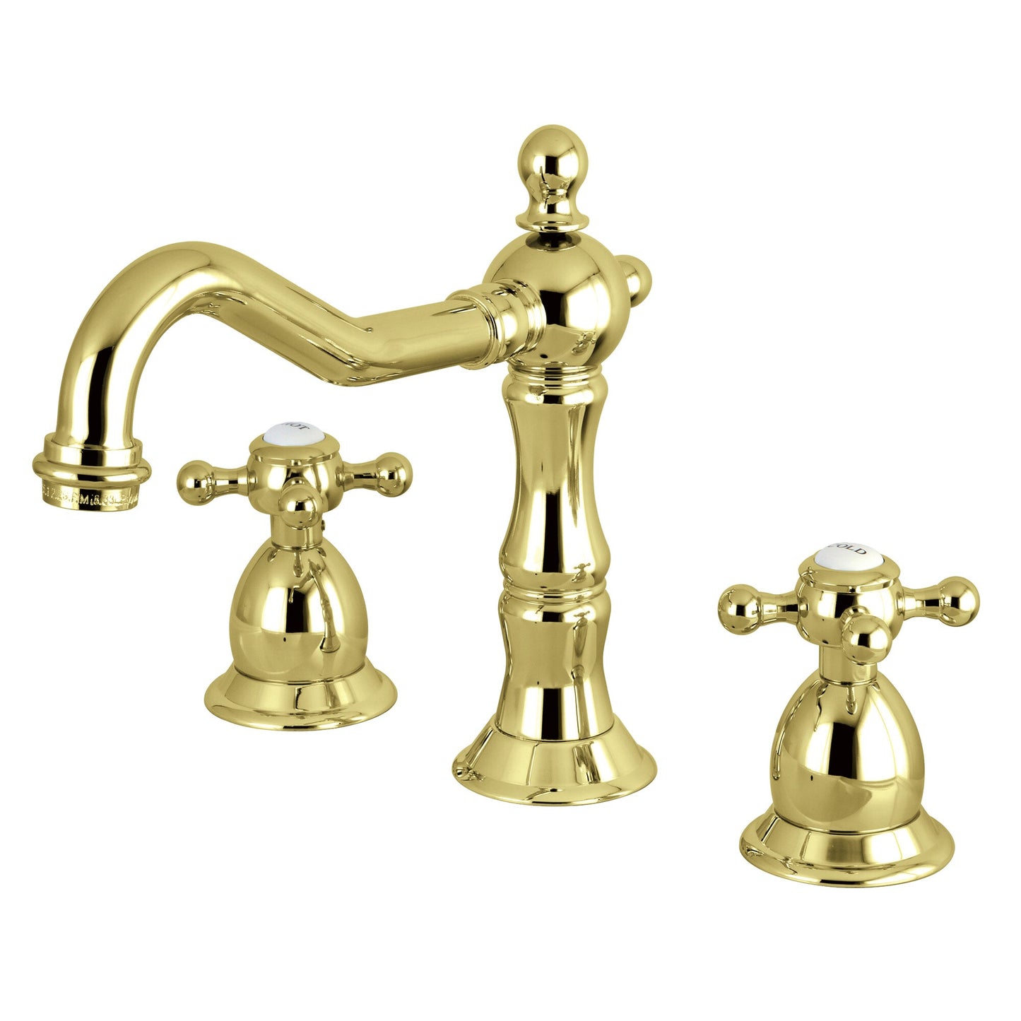 Kingston Brass Heritage Polished brass Widespread 2-handle High-arc Residential Handle Bathroom Sink Faucet with Drain