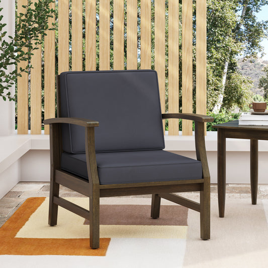 Moda Furnishings Classic Gray Wood Frame Stationary Conversation Chair with Gray Cushioned Seat