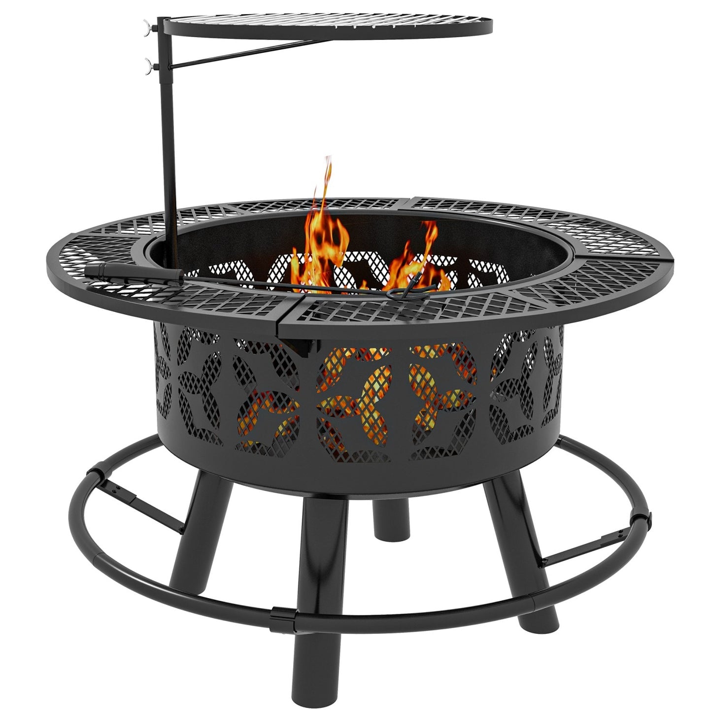 ToolCat 33-in W Steel Round Portable Wood-Burning Fire Pit
