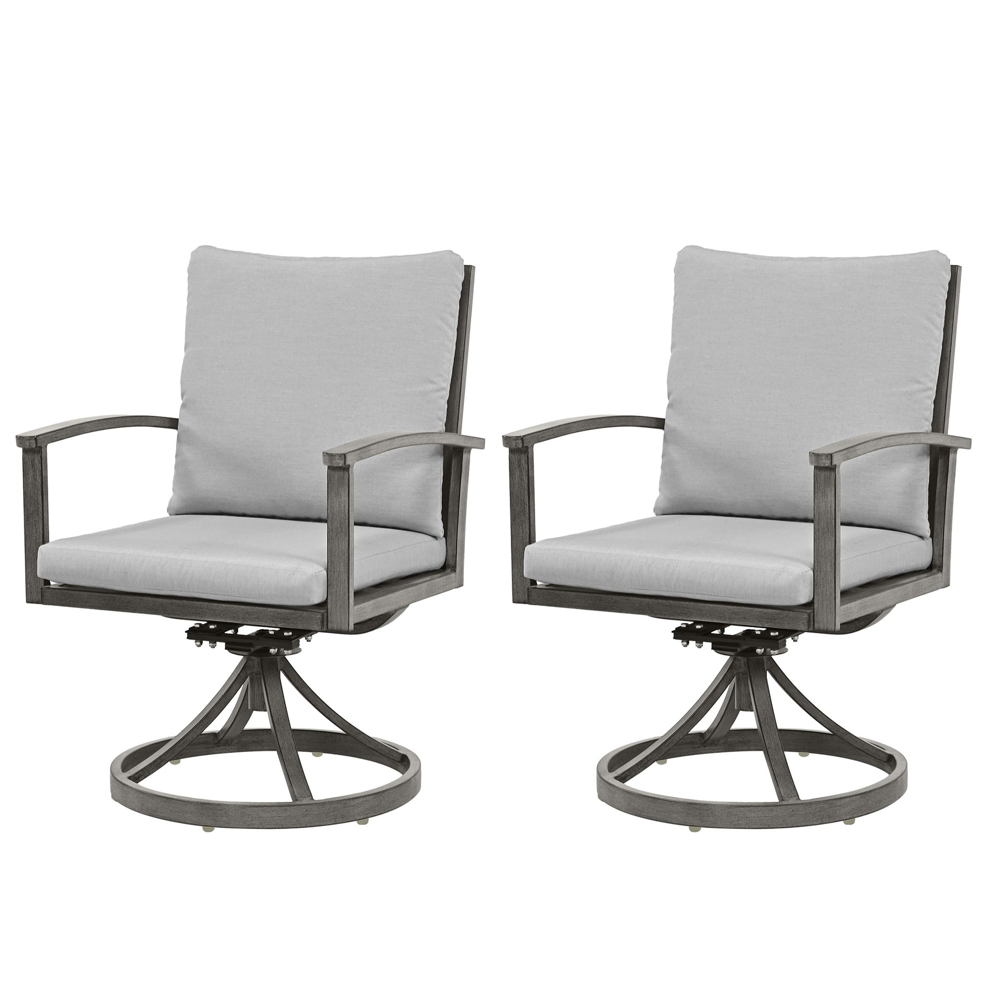 Modique Set of 2 Gray Aluminum Frame Swivel rocker Dining Chair with Gray Cushioned Seat