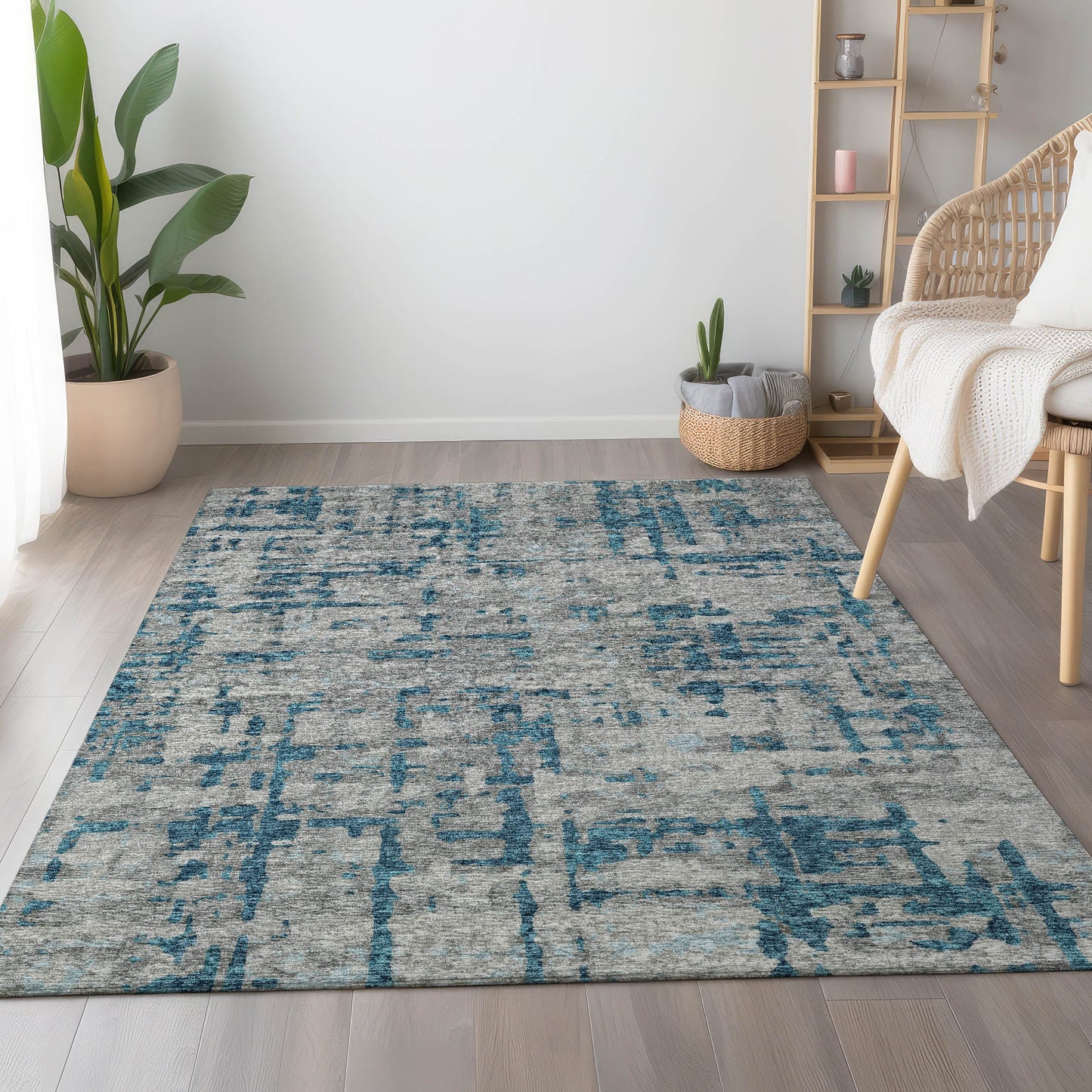 Addison Rugs Mayfield AMF76PE 8 x 10 (ft) Loomed Peacock Rectangular Indoor Abstract Machine washable Pet Friendly Area rug