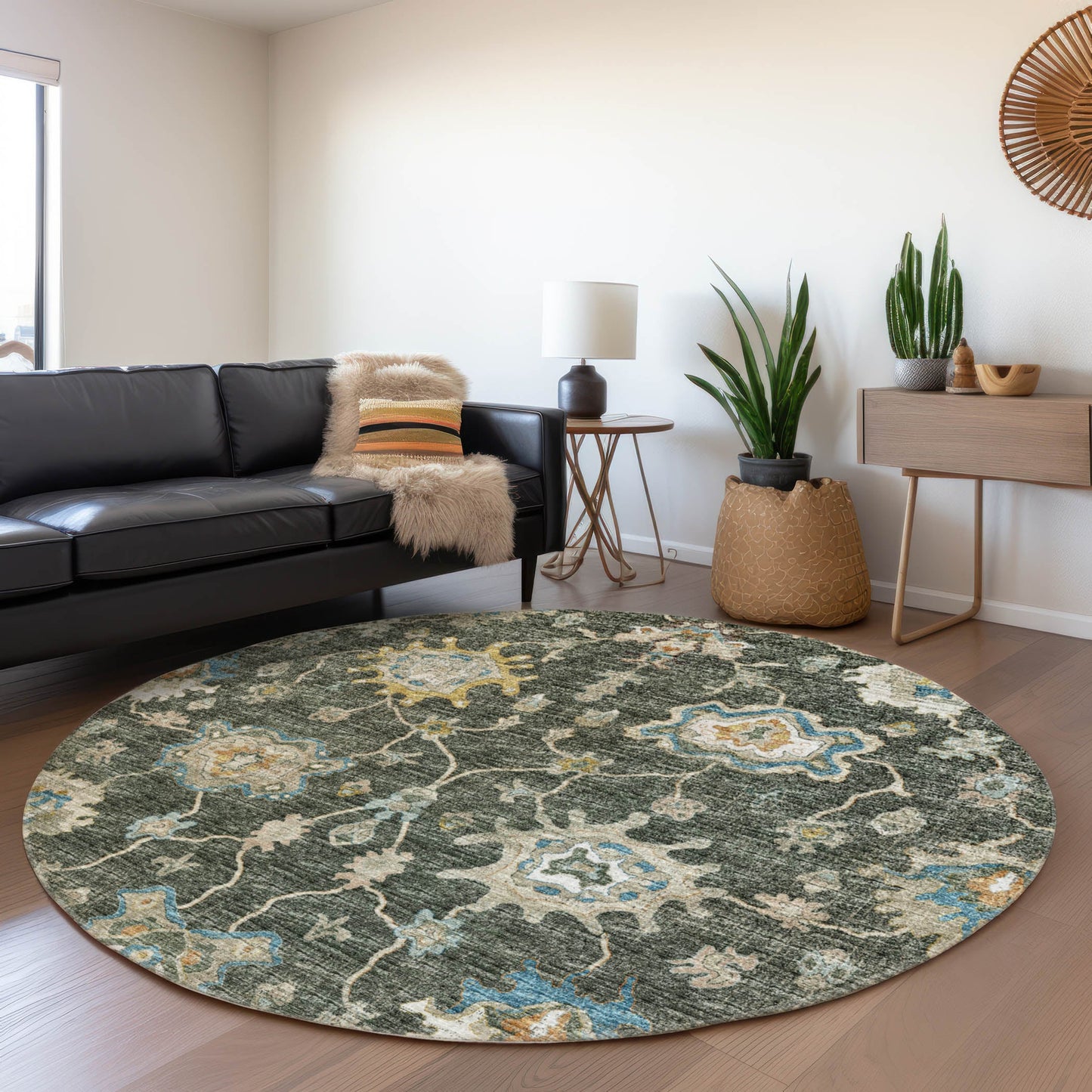 Addison Rugs Mayfield AMF96FO 8 x 8 (ft) Loomed Forest Round Indoor Abstract Machine washable Pet Friendly Area rug