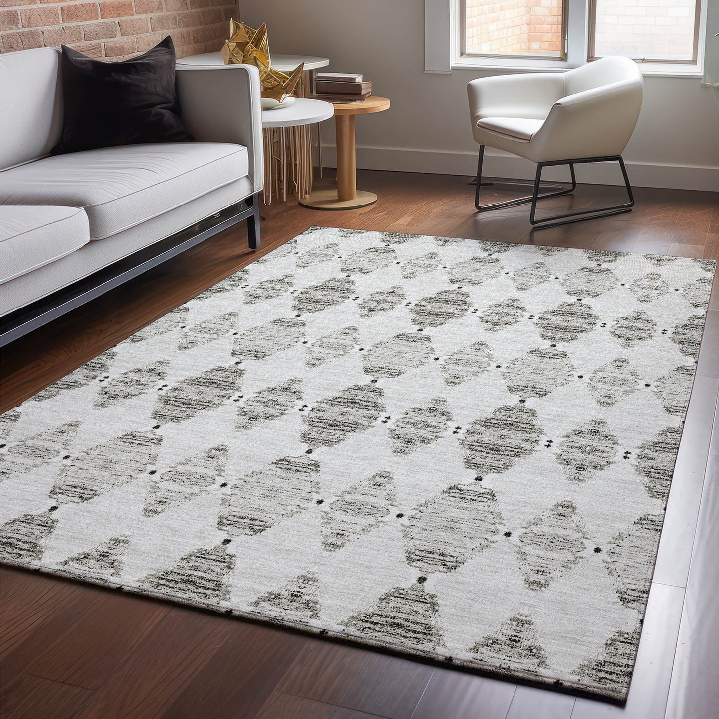 Addison Rugs Mayfield AMF610TP 9 x 12 (ft) Loomed Taupe Rectangular Indoor Geometric Machine washable Pet Friendly Area rug