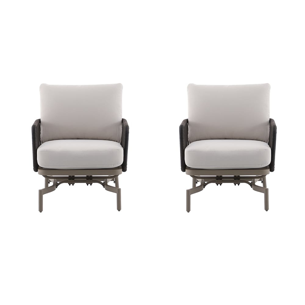 Origin 21 Lincoln Point Set of 2 Woven Tan Steel Frame Conversation Chair with Cream Cushioned Seat