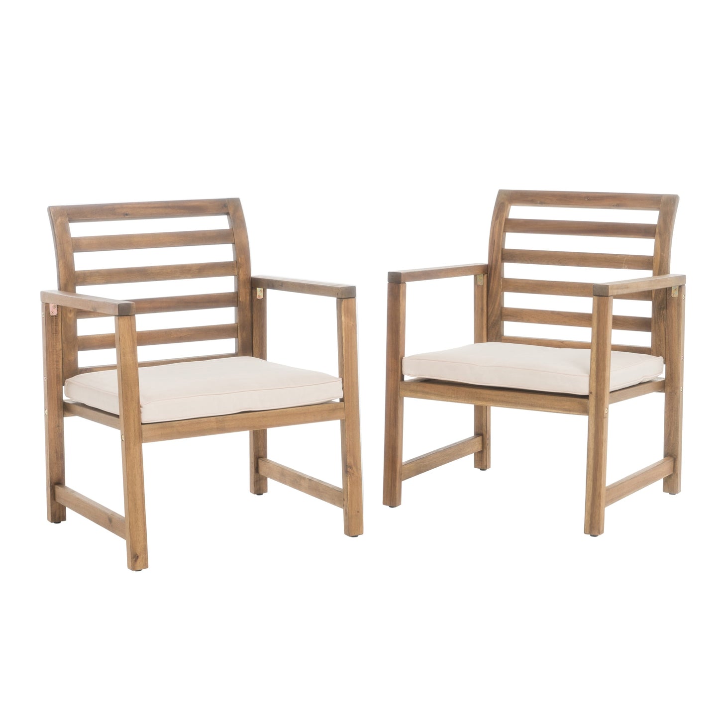 AHIOU HOME Evelyn Set of 2 Stackable Natural Wood Frame Stationary Dining Chair with White Cushioned Seat