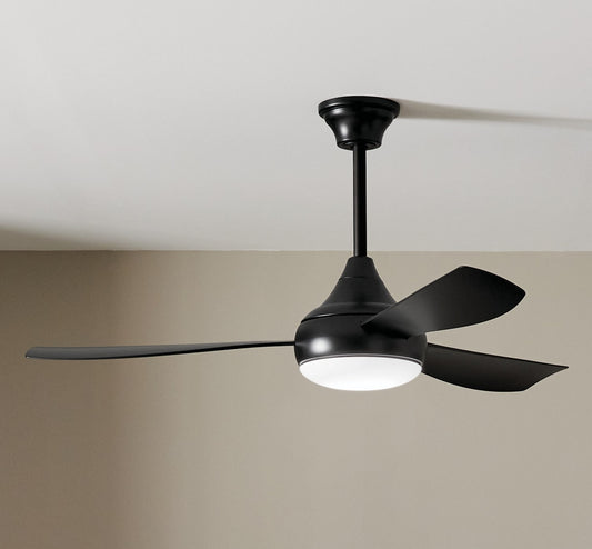 Kichler Ample 54-in Integrated LED Outdoor Downrod or Flush Mount Satin Black with Satin Black Blades Ceiling Fan With Light - Remote Included ( 3 -Blade ) 5981770