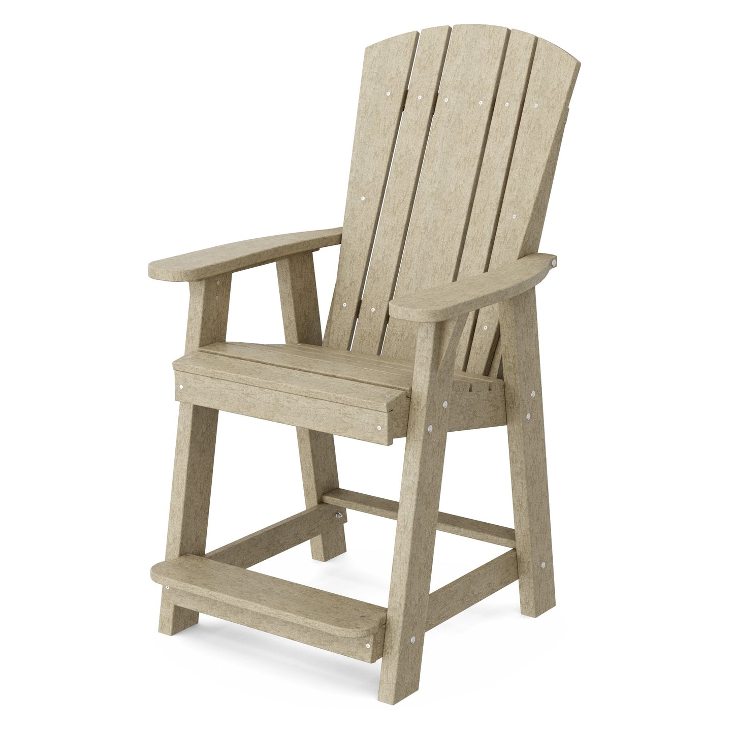 Wildridge Heritage Balcony Weathered Wood HDPE Frame Stationary Counter-height Chair with Slat Seat