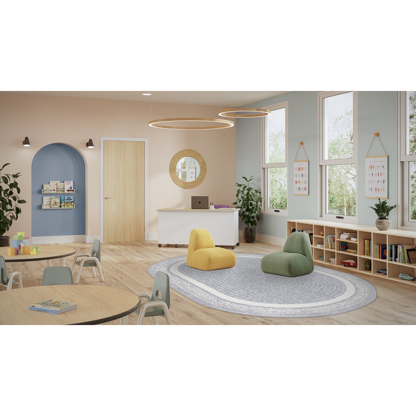 Joy Carpets Cozy Corner 8 x 11 (ft) Tufted Mist Oval Indoor Solid Pet Friendly Area rug