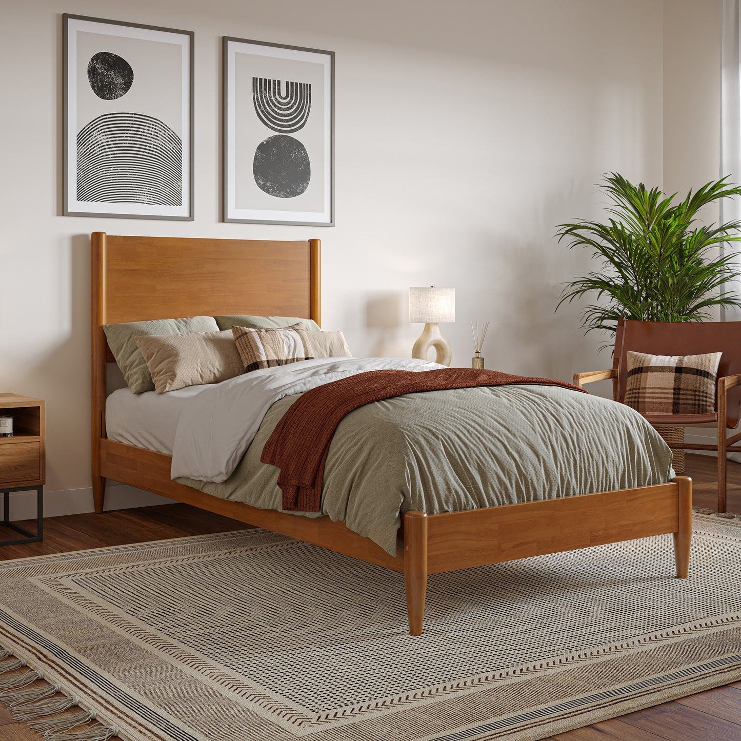 AFI Pasadena Light Toffee Twin extra long Wood Low-profile Bed
