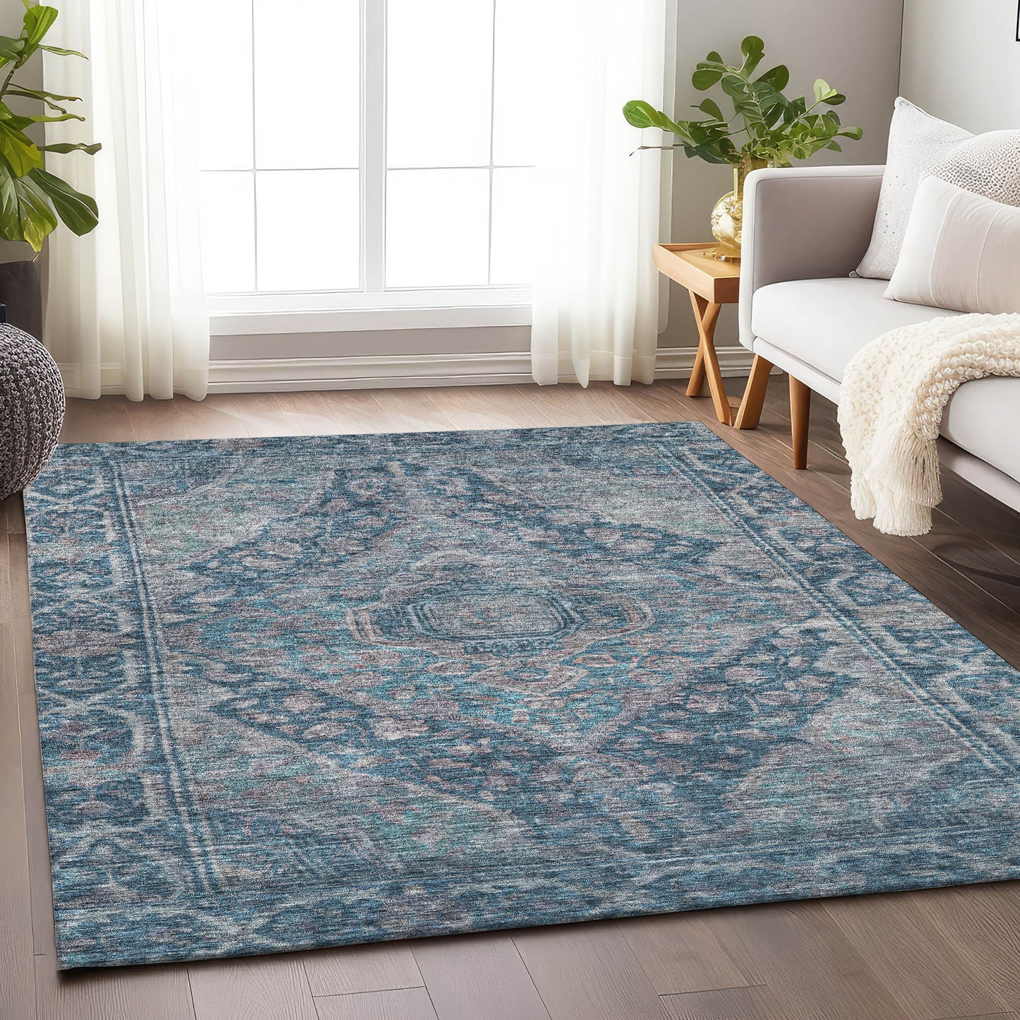 Addison Rugs Chantille ACN1761DN 9 x 12 (ft) Loomed Denim Rectangular Indoor/Outdoor Machine washable Pet Friendly Area rug
