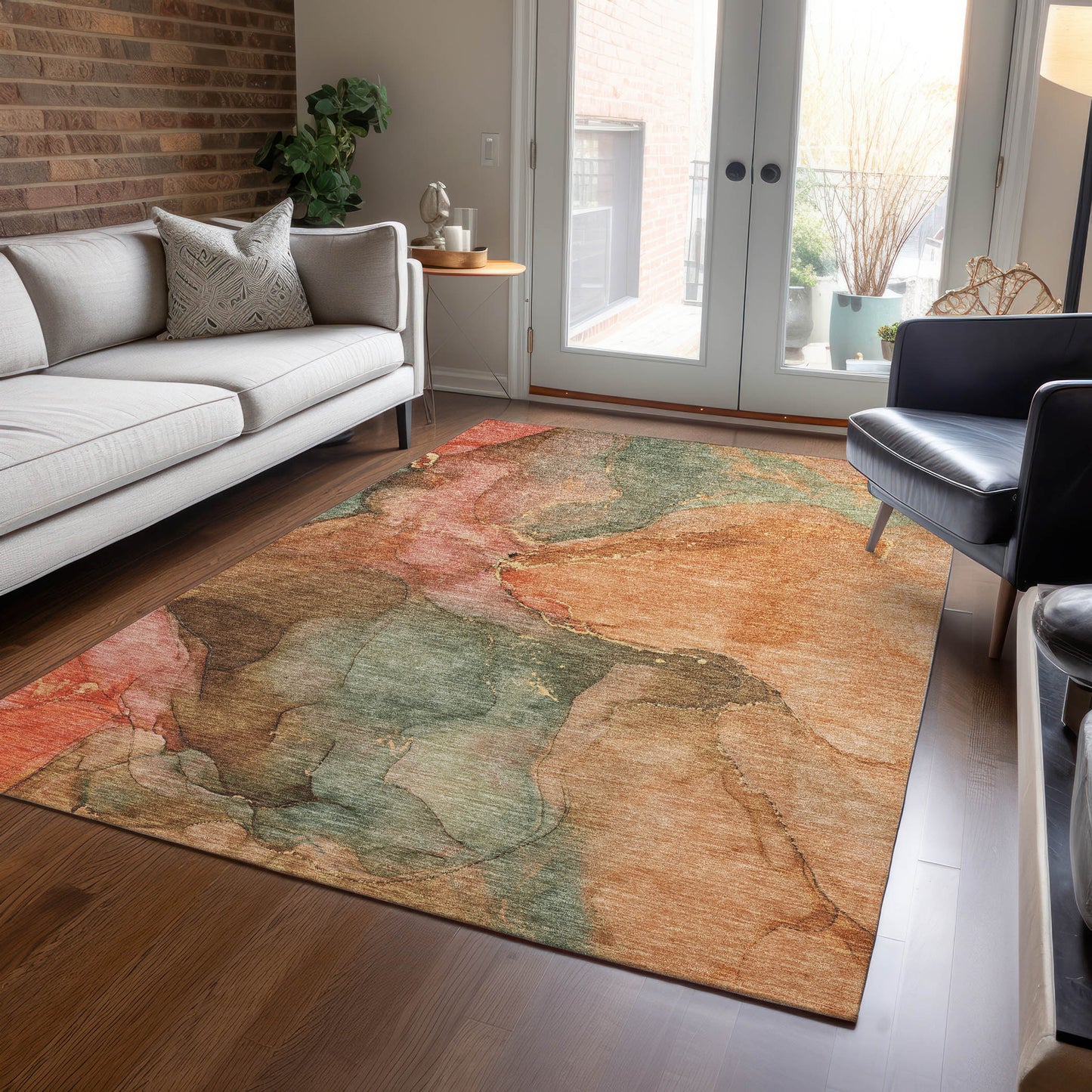 Addison Rugs Chantille ACN1781CR 8 x 10 (ft) Loomed Coral Rectangular Indoor/Outdoor Machine washable Pet Friendly Area rug