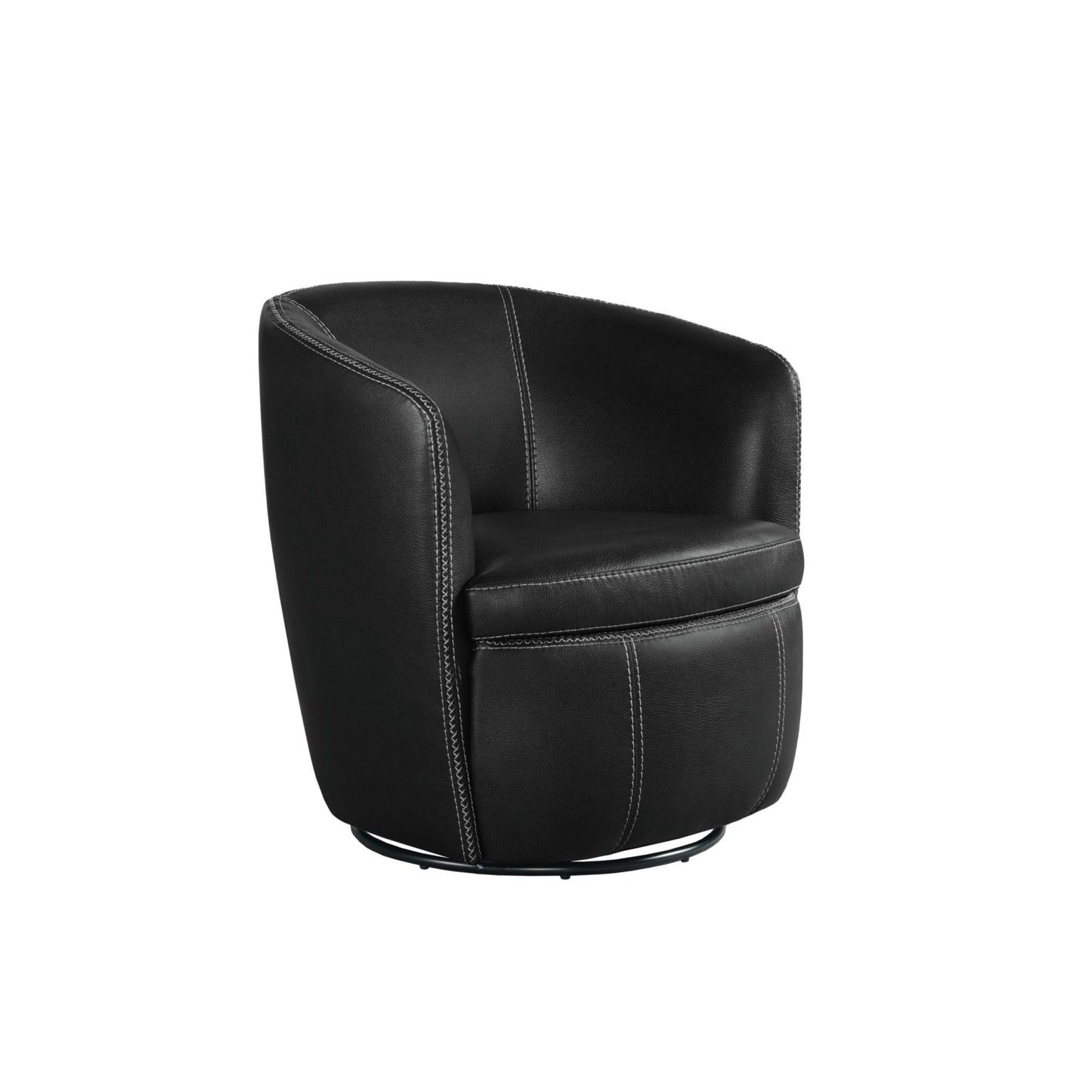 Picket House Furnishings Zenith Modern Black Faux leather Swivel Accent Chair