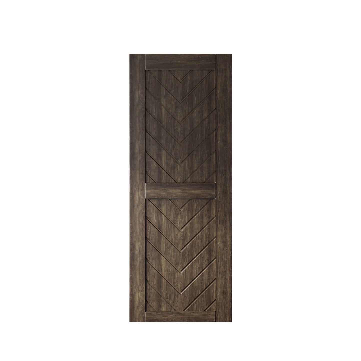 HOMACER 26-in x 80-in Ebony Herringbone Pine Wood Solid core Single Barn Door (Hardware Not Included)