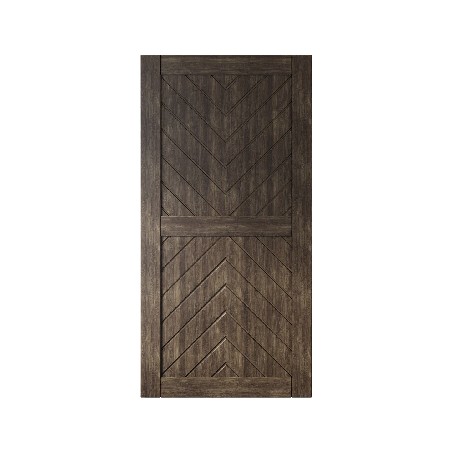 HOMACER 36-in x 80-in Ebony Herringbone Pine Wood Solid core Single Barn Door (Hardware Not Included)