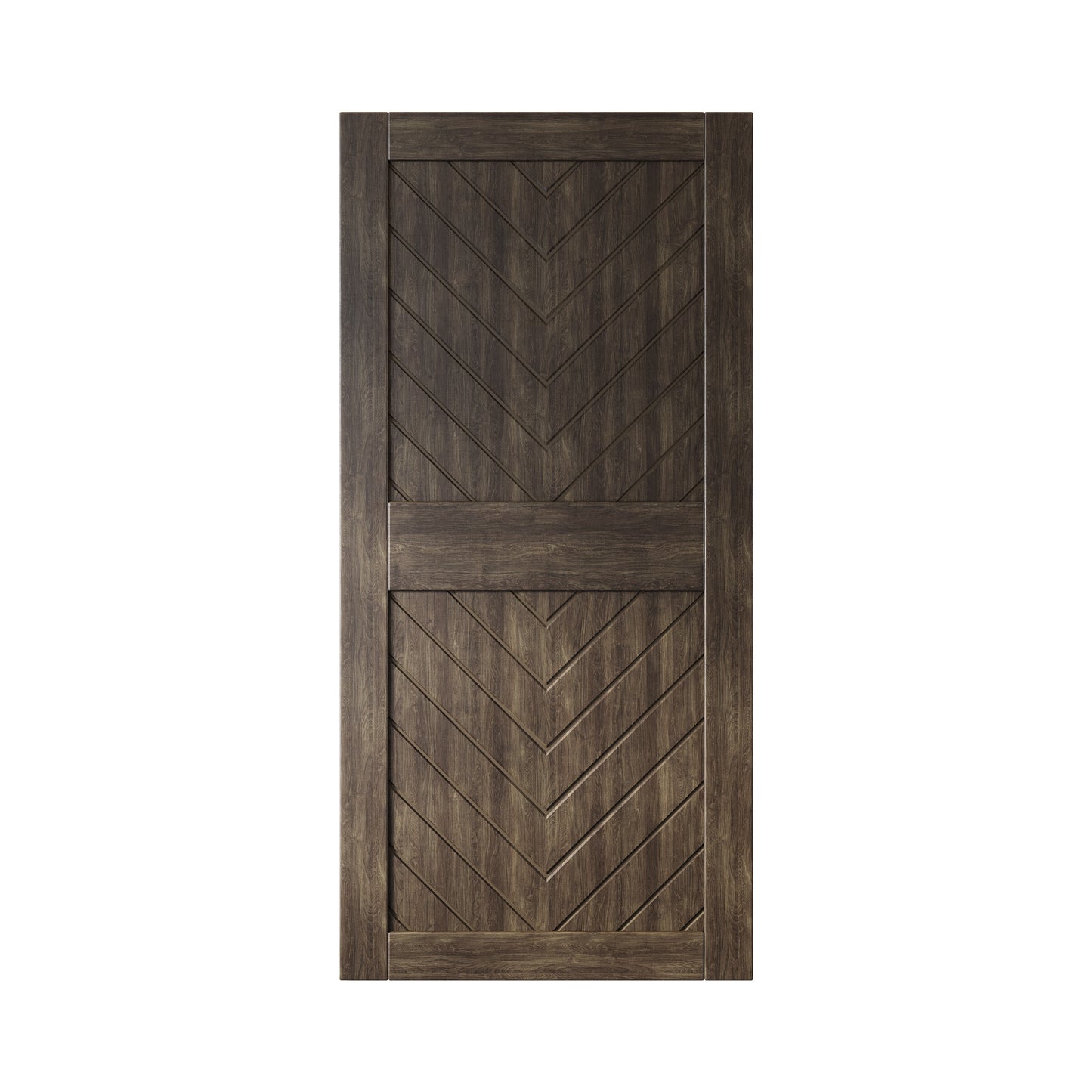 HOMACER 40-in x 84-in Ebony Herringbone Pine Wood Solid core Single Barn Door (Hardware Not Included)