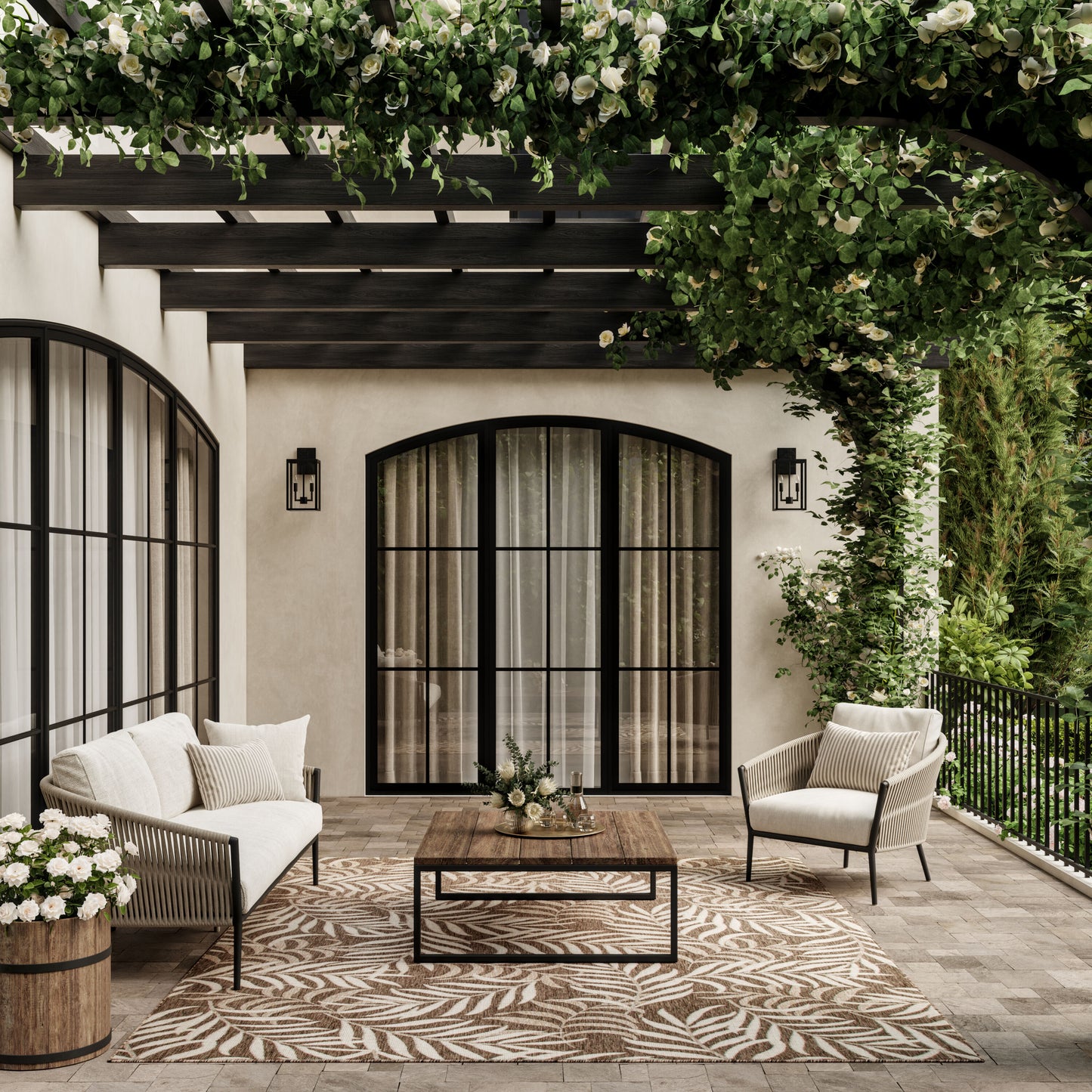 Nourison Home 10 x 14 (ft) Loomed Mocha Rectangular Indoor/Outdoor Area rug