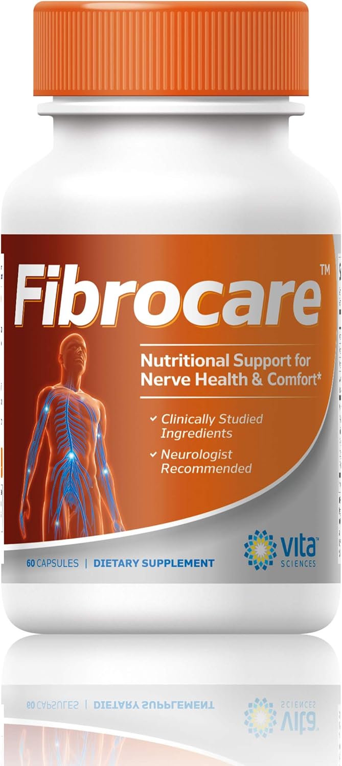 Vita Sciences FibroCare Fibromyalgia Supplement for Fast Repair Nerve Health. Natural R-ALA Form 40x Strength with Vitamins and Antioxidants to Renew and Revitalize Feet, Hands, Legs, and Toes. 60 Ct.