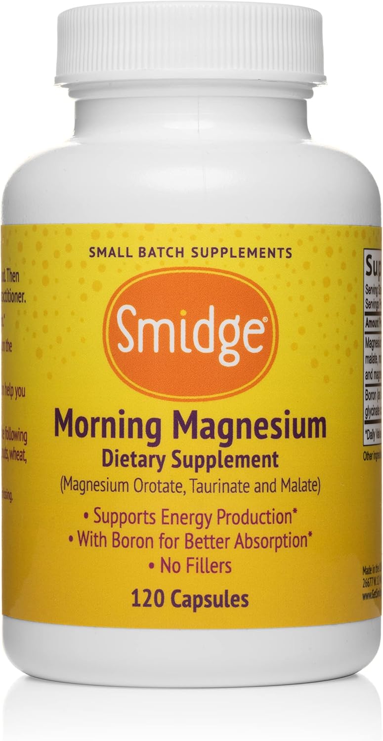 Smidge® Morning Magnesium Capsules, 120 ct. Pure Magnesium Supplement to Support a Natural Energy Boost.