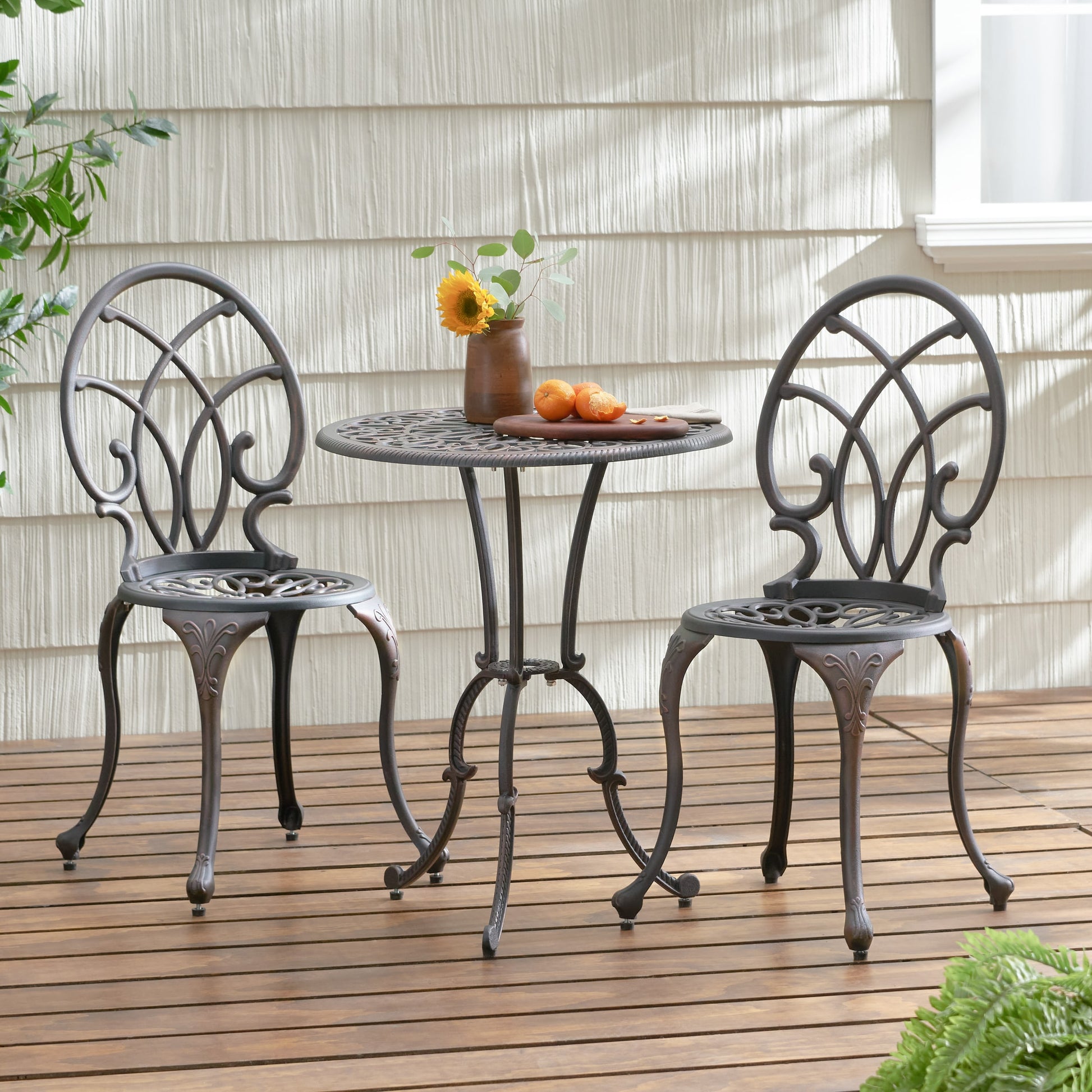 ModernLuxe CHARLESTON 3PC CAST BISTRO SET 3 -Piece Patio Conversation Set