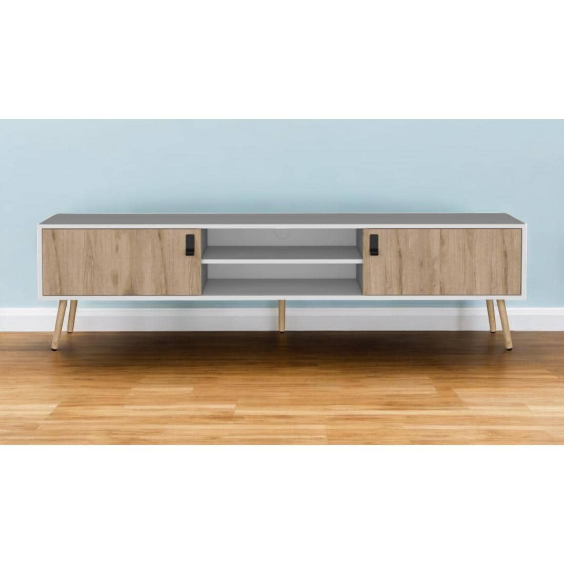 HomeRoots Modern/Contemporary Beige, White TV stand ( Accommodates TVs more than 70-in )