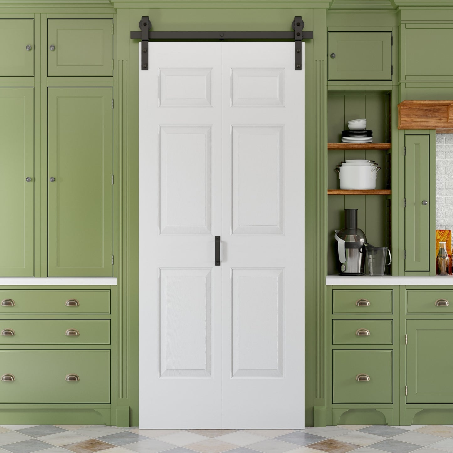 RELIABILT 36-in x 84-in white Primed Square MDF Hollow core Single bifold Barn Door (Hardware Included)