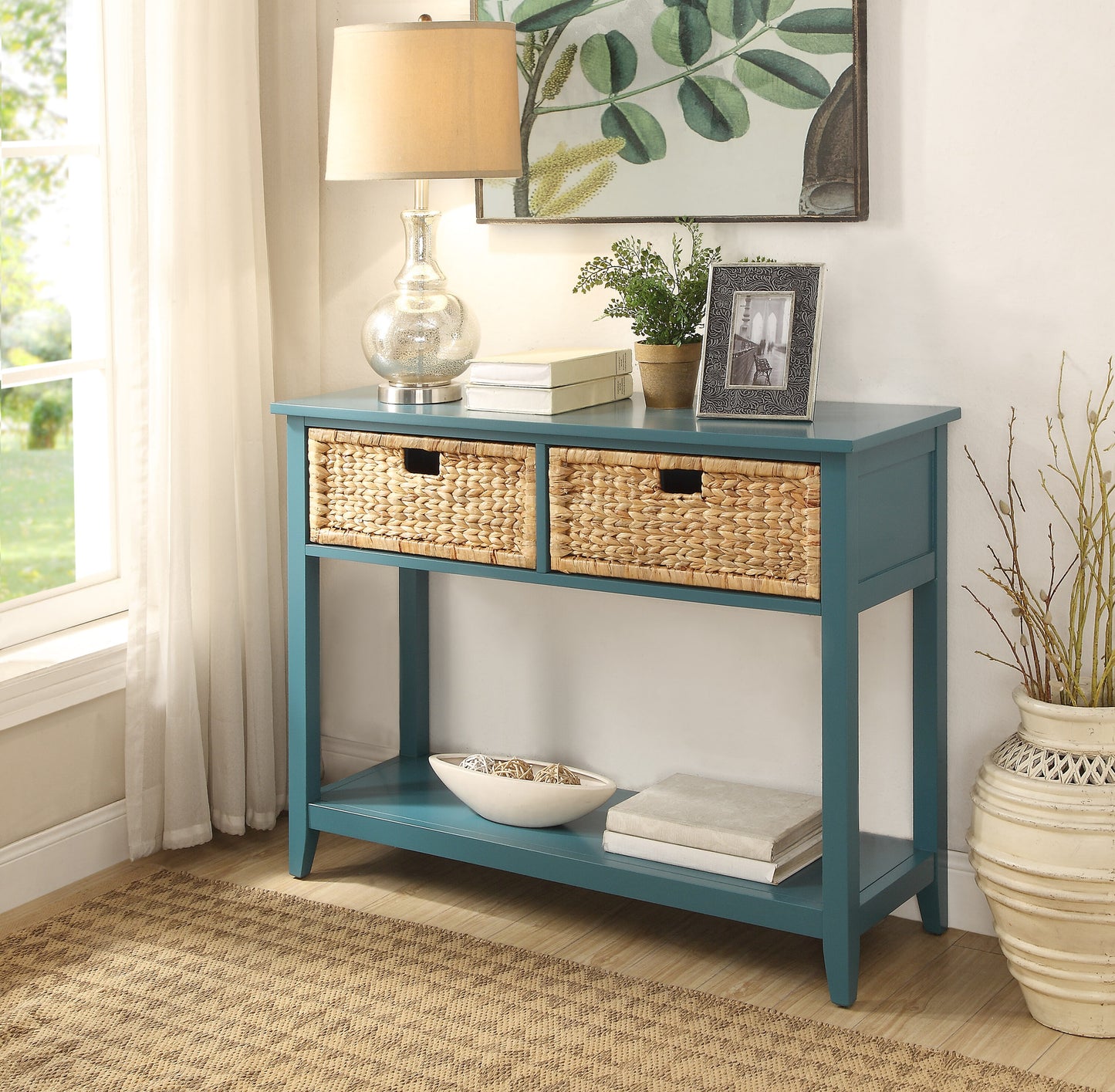 LOVMOR Flavius Teal Finish Console Table