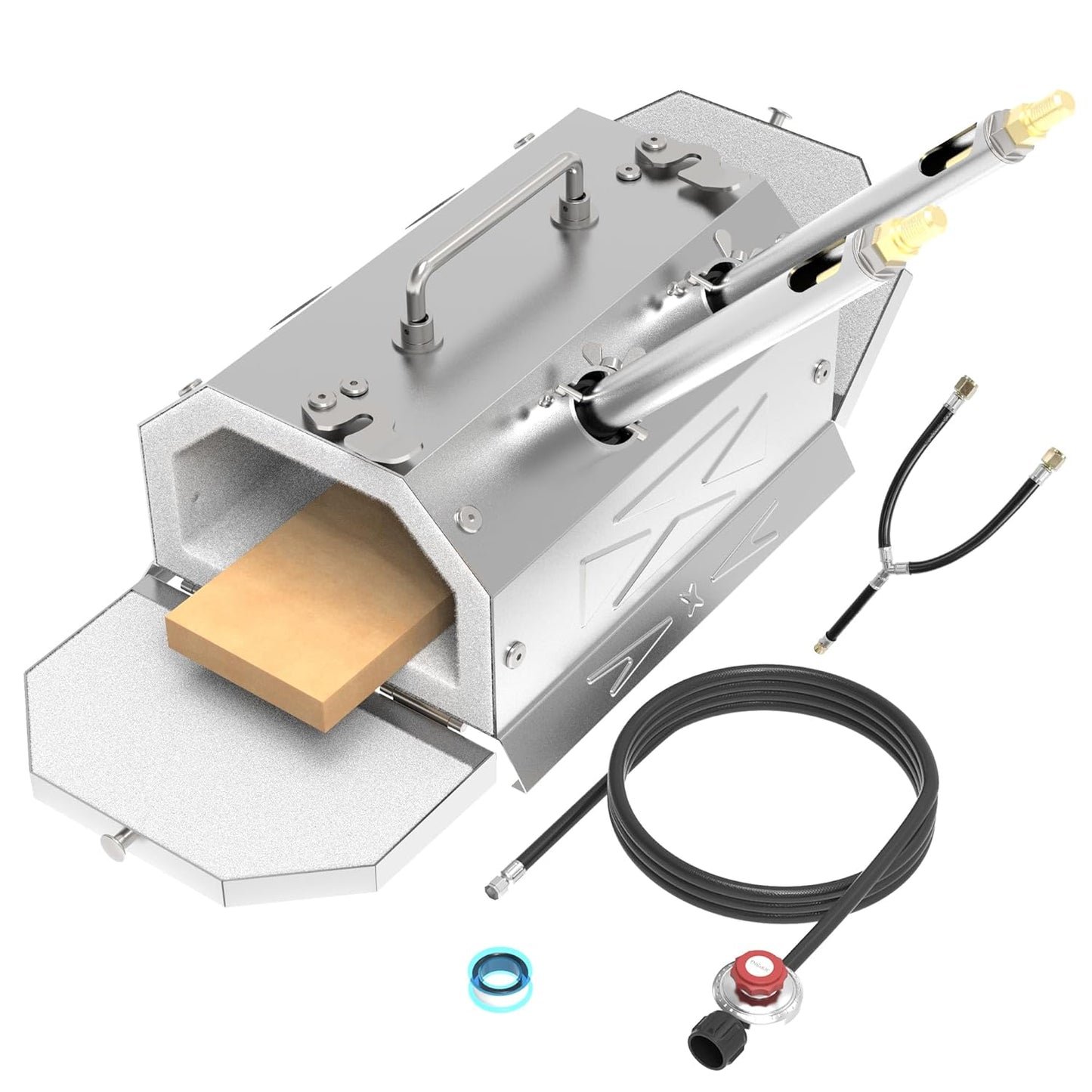 ATkrou 2 Burner Gas Propane Forge Double Doors,Portable Equipment,Knife Making(Stainless Steel) Blacksmithing Farrier Tool,Gas Welding Kits, Forge Kit-GY200