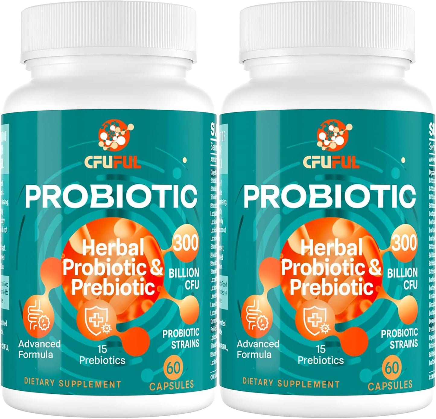 Probiotics for Women & Men - 300 Billion CFU, 24 Strains Probiotic + 15 Organic Herbs Prebiotics Blend, for Overall Digestive Gut Health, Immune, Constipation & Bloating, Shelf Stable - 4 Month Supply