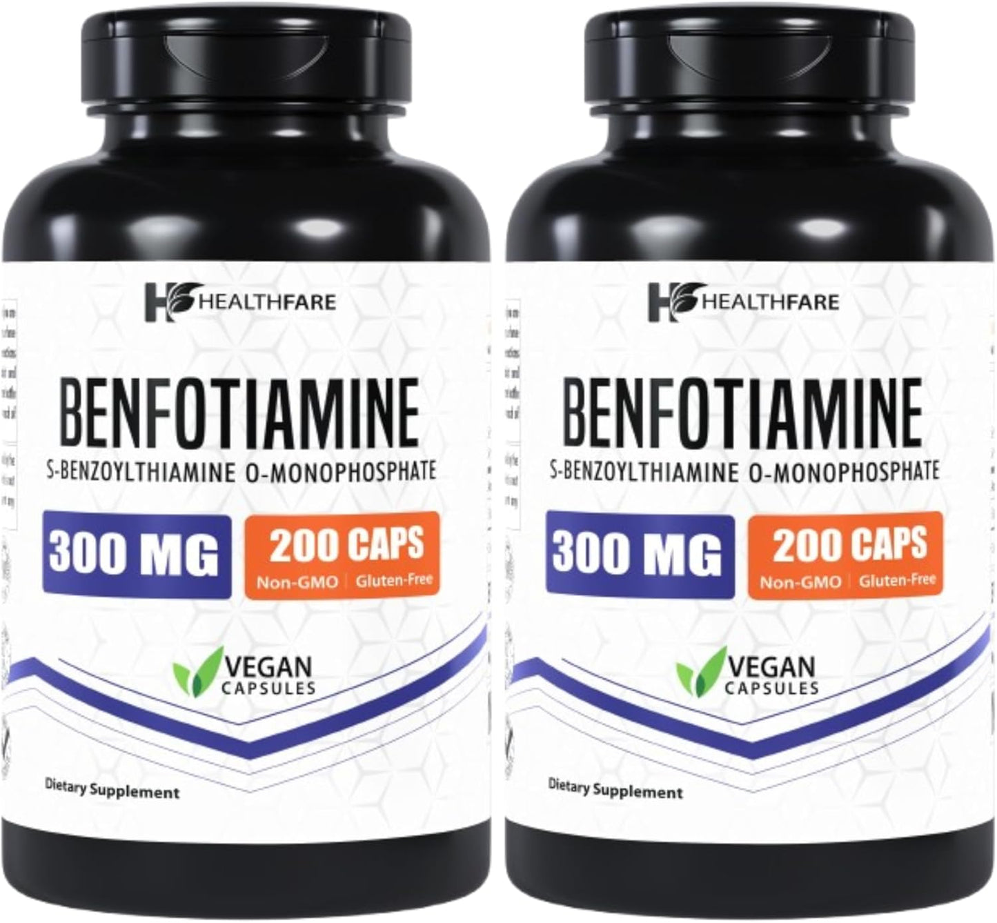 Healthfare Benfotiamine 300mg | 200 Capsules | Fat Soluble Thiamine Vitamin B1 | Supports Overall Health | Non-GMO | Gluten Free (2-Pack)
