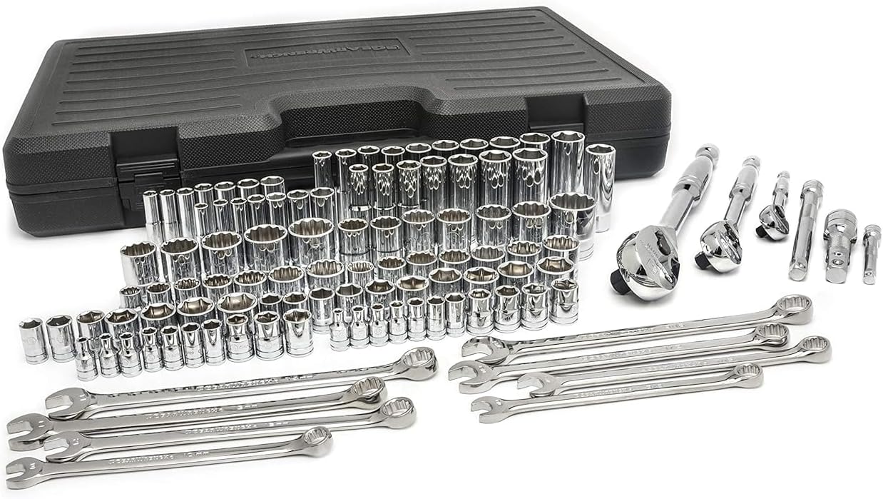 GEARWRENCH 110 Pc. 1\/4", 3\/8" & 1\/2" Drive 6 & 12 Pt. Mechanics Tool Set, Standard & Deep, SAE\/Metric - 89058
