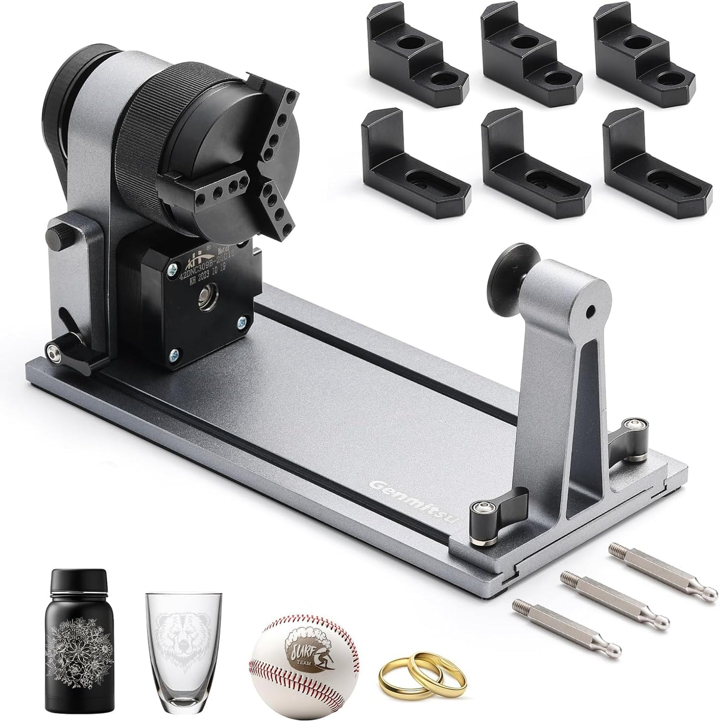 Genmitsu MD18 Rotary Roller, 3-in-1 Accessories Kit for Genmitsu L8, Z6, Kiosk, Multi Jaw Chucks for Glass, Cylindrical Objects, Baseball Bat, Ring, Bottles Cups