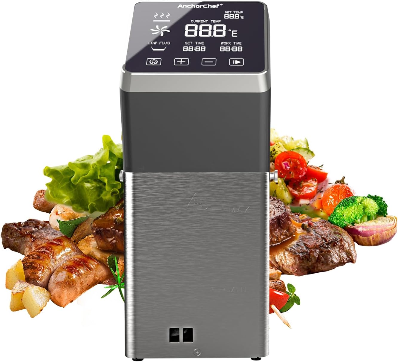 AnchorChef Immersion Circulator, Commercial Restaurant Sous Vide Machine,Large capacity sous vide, Fast-Heating,Sous vide cooker 1400W,With large Touchscreen Accurate Temperature Timer (110V)