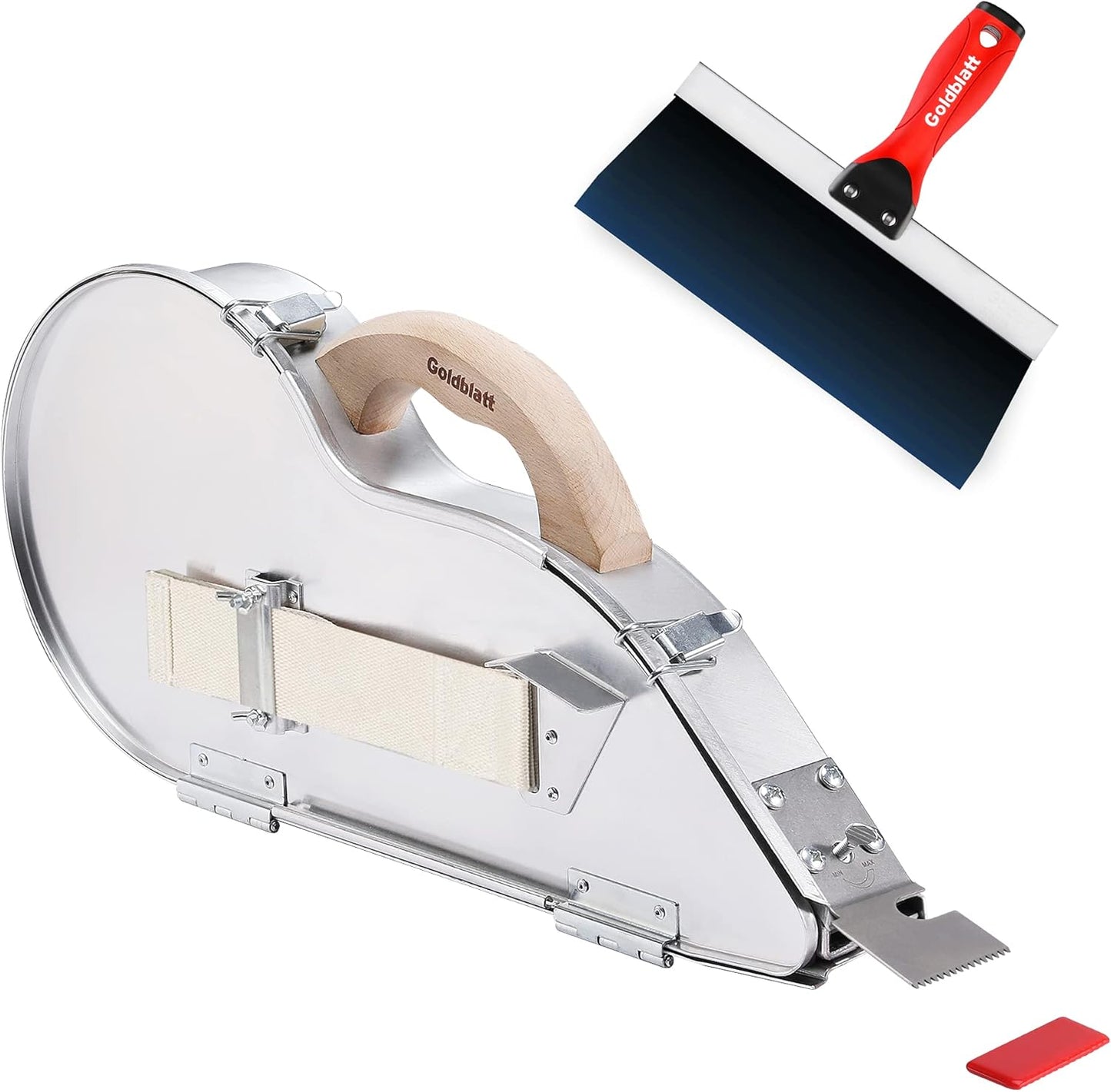 Goldblatt Banjo-Wet Tape Set Drywall Taping Tools with 10" Blue Steel Taping Knife, Lightweight & Comfortable Use for Finishing and Patching