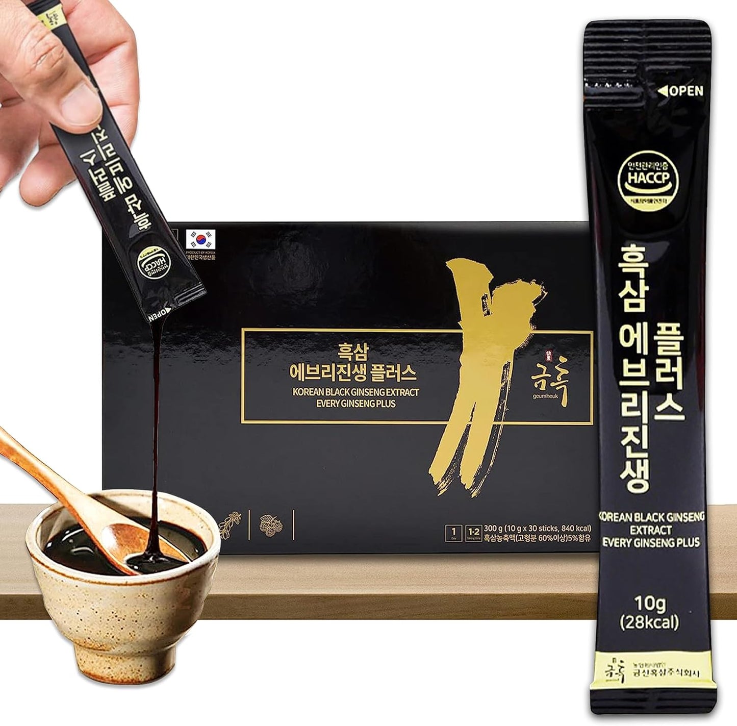 Korean Black Ginseng Extract Every Ginseng Plus. 10g X 30 Stick Pouches. Immune Support, Energy Booster, Fatigue Recovery, Mental Performance. Patented Method.