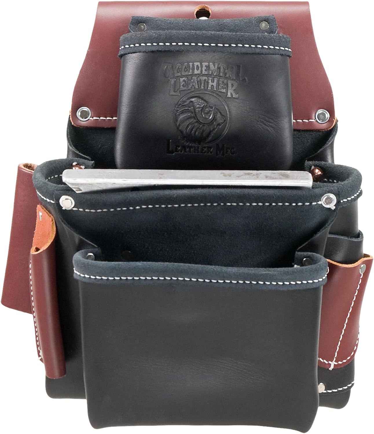Occidental Leather 3 Pouch Pro Fastener Bag - Black, Left Hand - 9 Pockets & Tool Holders - Made in USA