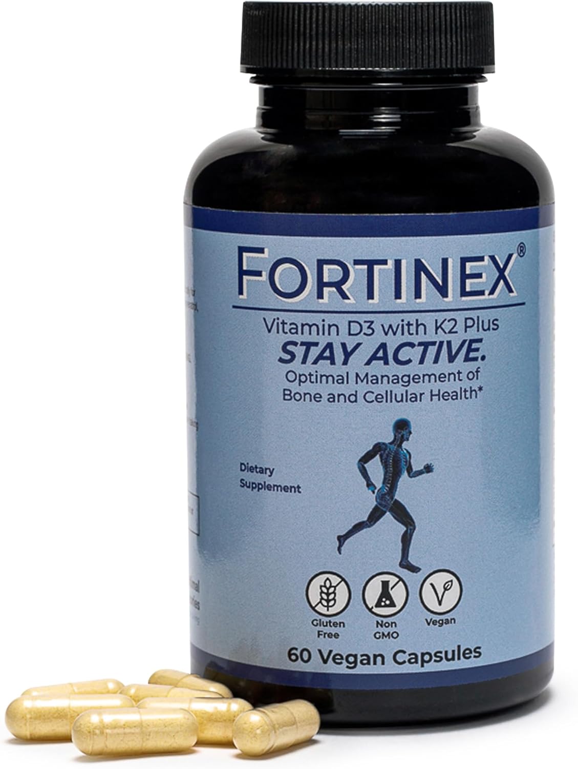 Vitamin D3, Vitamin K2 Plus, Vitamin C, Vitamin E, MCT, Resveratrol, NADH, and CoEnzyme Q10 - Supports Bone Health and Cellular Health. - Gluten Free, Non-GMO - 60 Vegan Capsules