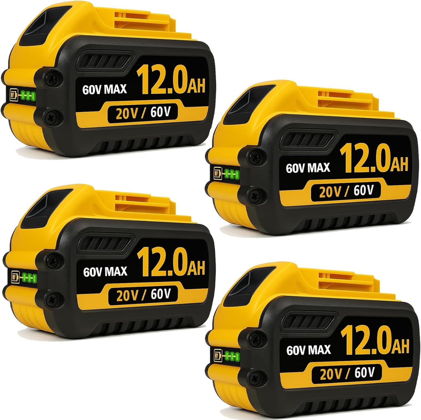 Joromov 4 Packs 12.0Ah 60V Max Battery Replace for DeWalt 20V\/60V MAX Battery Compatible with DeWalt 20V\/60V Power Tools