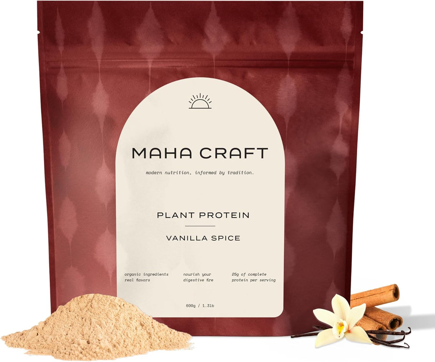 Plant Based Protein Powder | Vanilla Spice | 25g of Organic Vegan Protein | Prebiotic Fiber | Low Carb | No Added Sugar | Gluten & Dairy Free